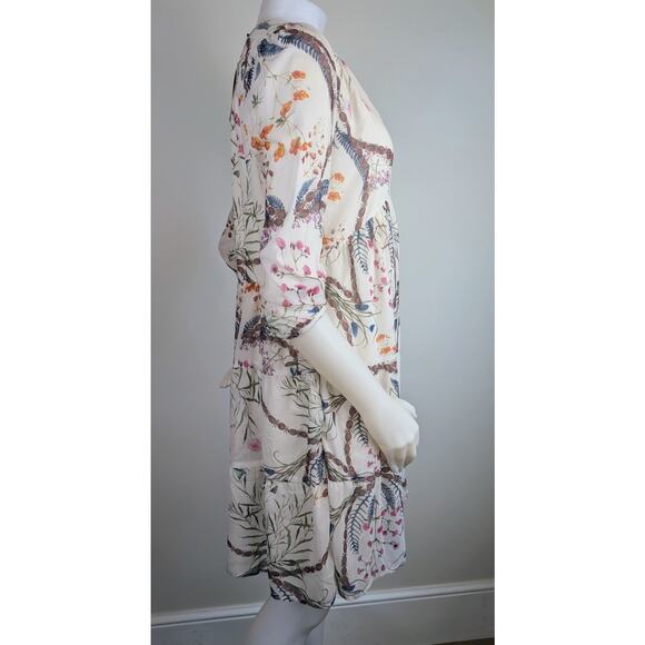 NEW Fairhope Babydoll Ruffled Sheer Boho Floral Dress 3/4 Sleeve Size Small - Picture 6 of 11